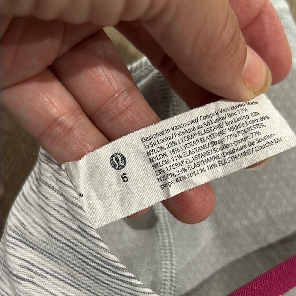 Like new - LULULEMON Free To Be Serene Sports Bra - Wee Stripe / Magenta Purple - Picture 5 of 7